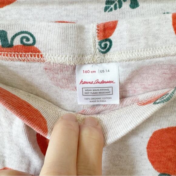 Hanna Andersson Pumpkin Long Johns Pajamas Jack o Lantern Halloween Fall 160 /14 - Picture 6 of 6
